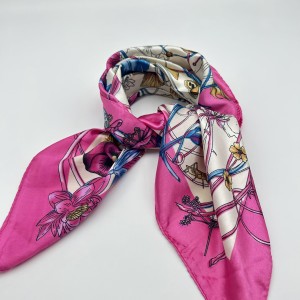 Rose red retro small silk scarf